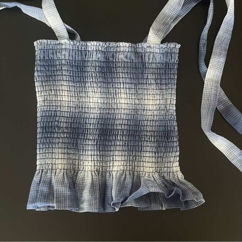 Reformation Blue Top Elastic Ruched Top — Worn once